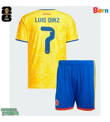 Colombia Luis Diaz #7 Replika Babytøj Hjemmebanesæt Børn VM 2026 Kortærmet (+ Korte bukser)